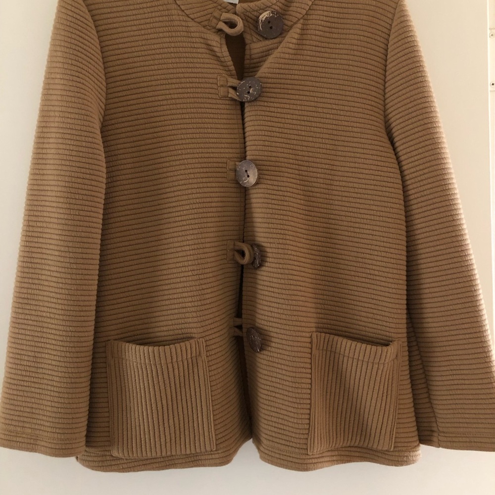 Vintage Camel Ribbed Toggle Pea Coat